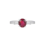 Oval-Shaped Ruby & Diamond Ring (Guild Certificate) - K.S. Sze & Sons