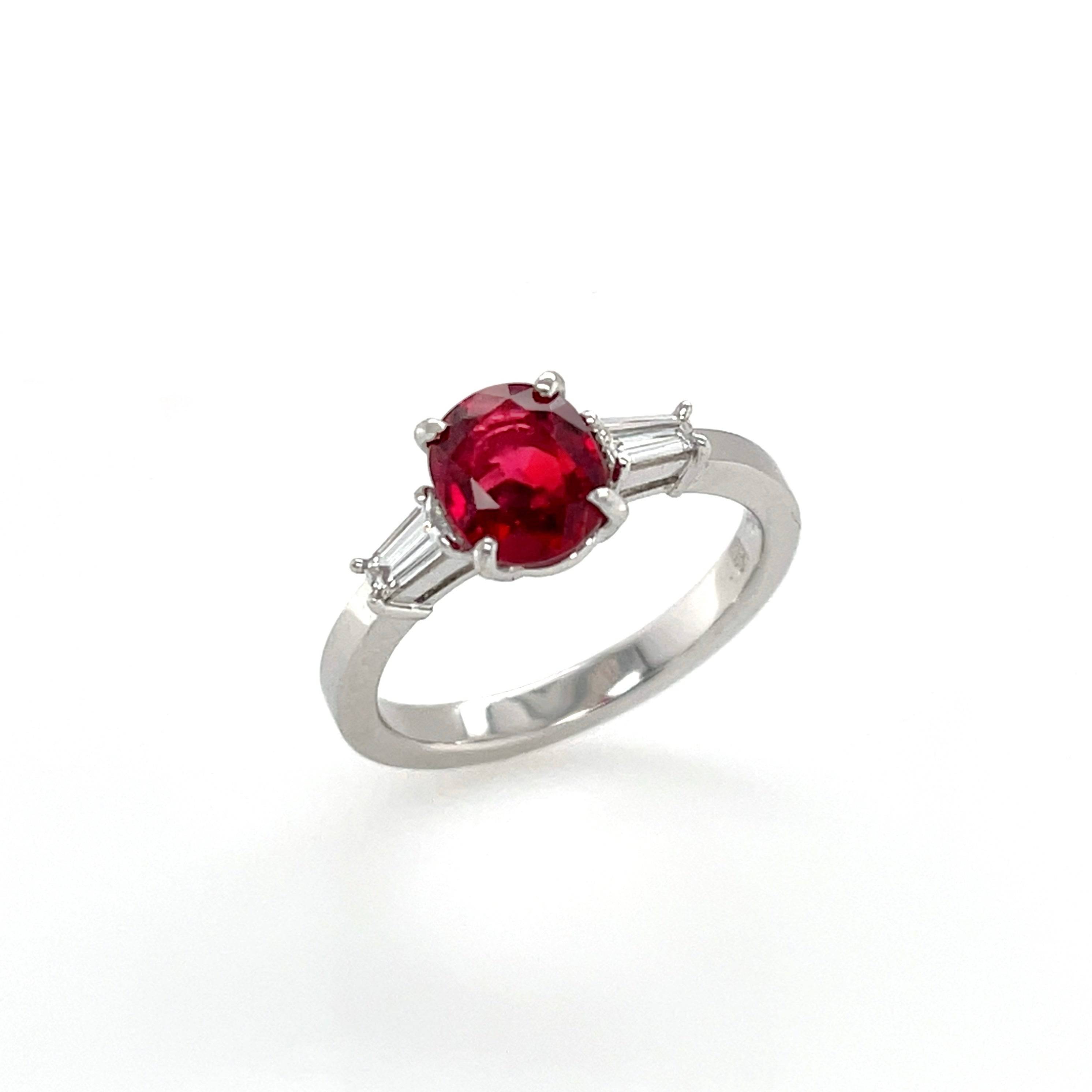 Oval-Shaped Ruby & Diamond Ring (Guild Certificate) - K.S. Sze & Sons