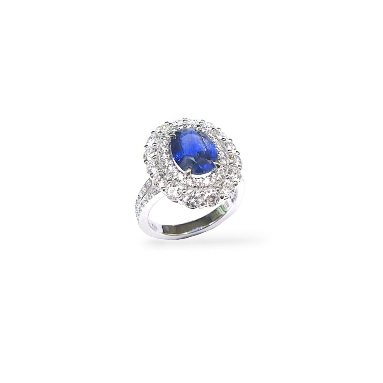 Oval-Shaped Sapphire & Diamond Ring (GIA Certificate) - K.S. Sze & Sons