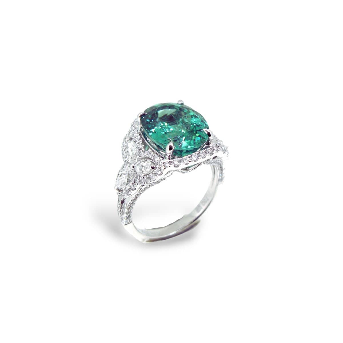 Paraiba & Diamond Cocktail Ring (GIA Certificate) - K.S. Sze & Sons