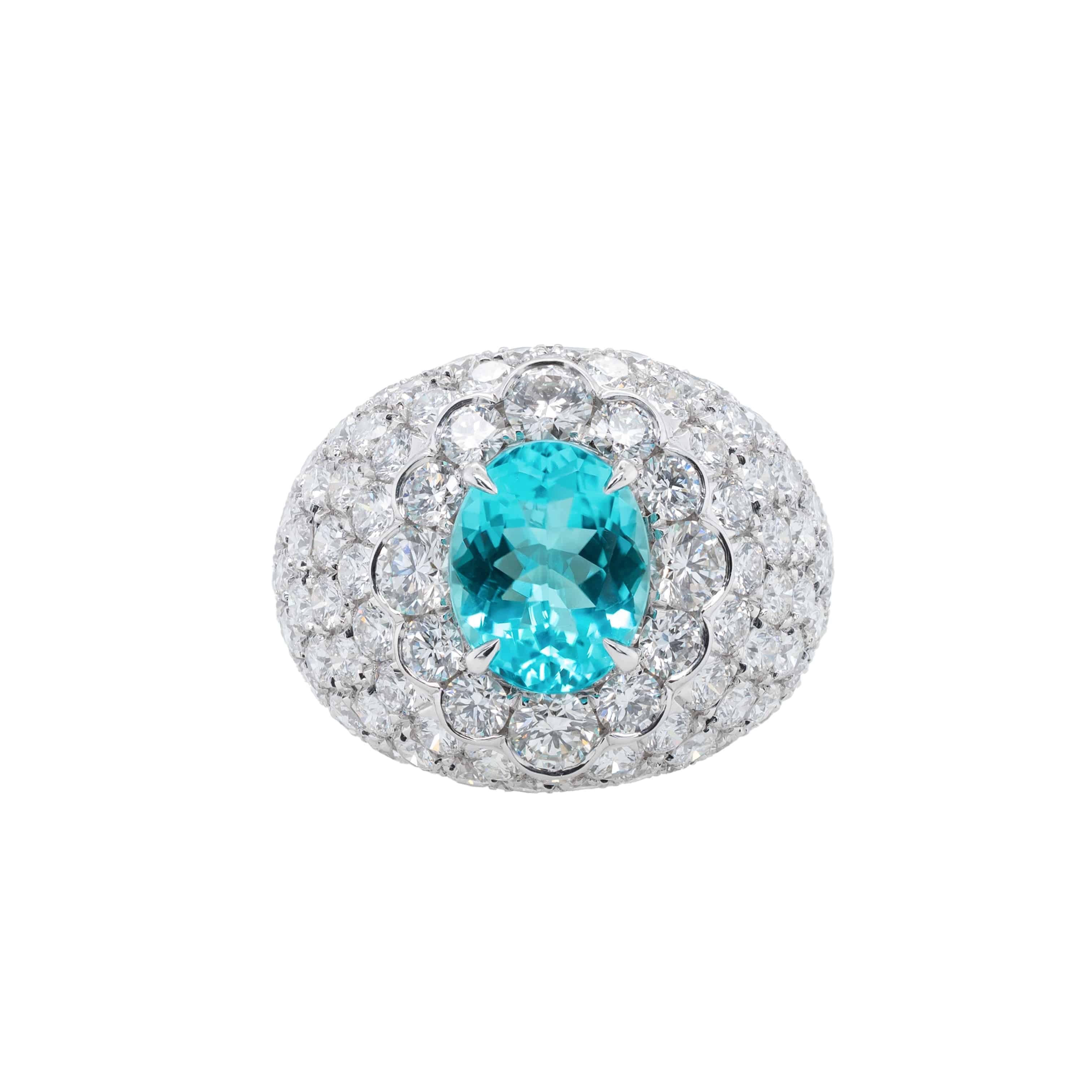 Paraiba & Diamond Ring (GRS Certificate) - K.S. Sze & Sons