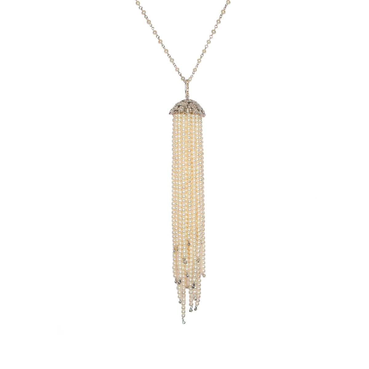 Pearl & Diamond Tassel Pendant - K.S. Sze & Sons