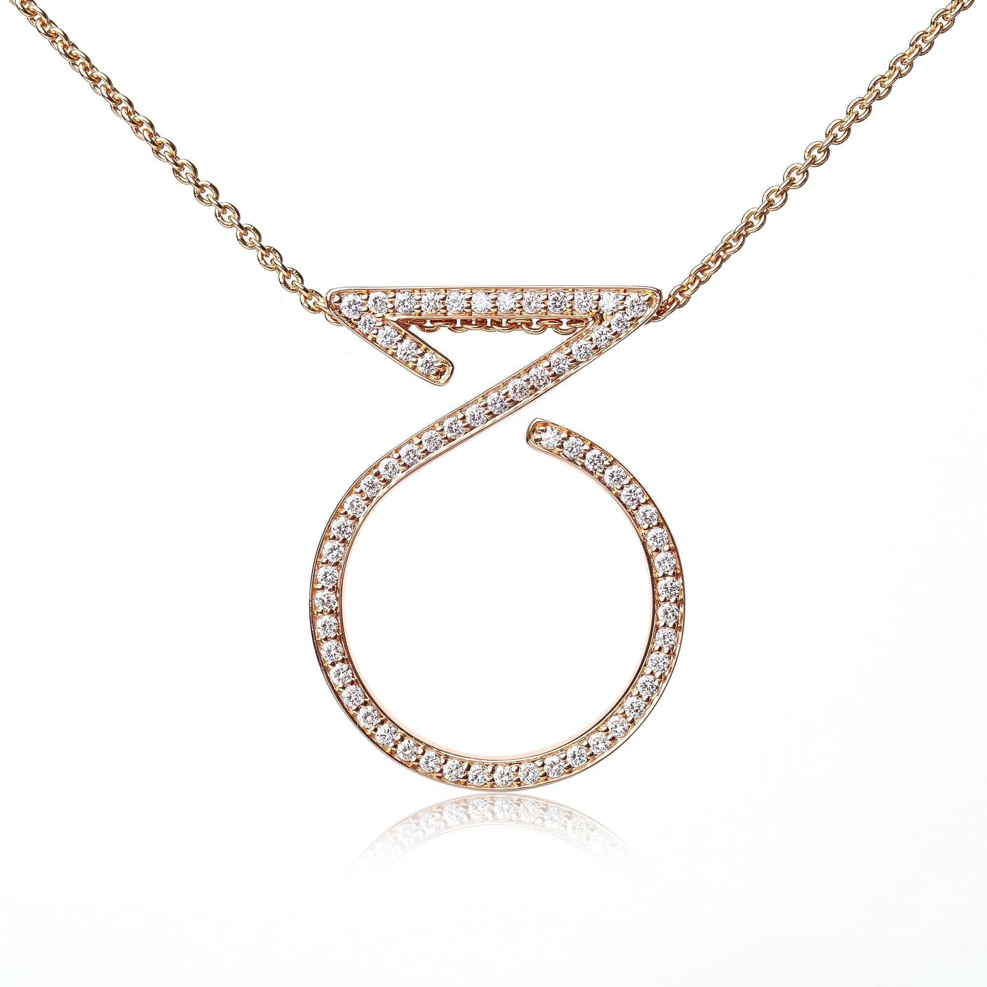 Pendant Ring Necklace in 18K Gold With Diamonds - K.S. Sze & Sons