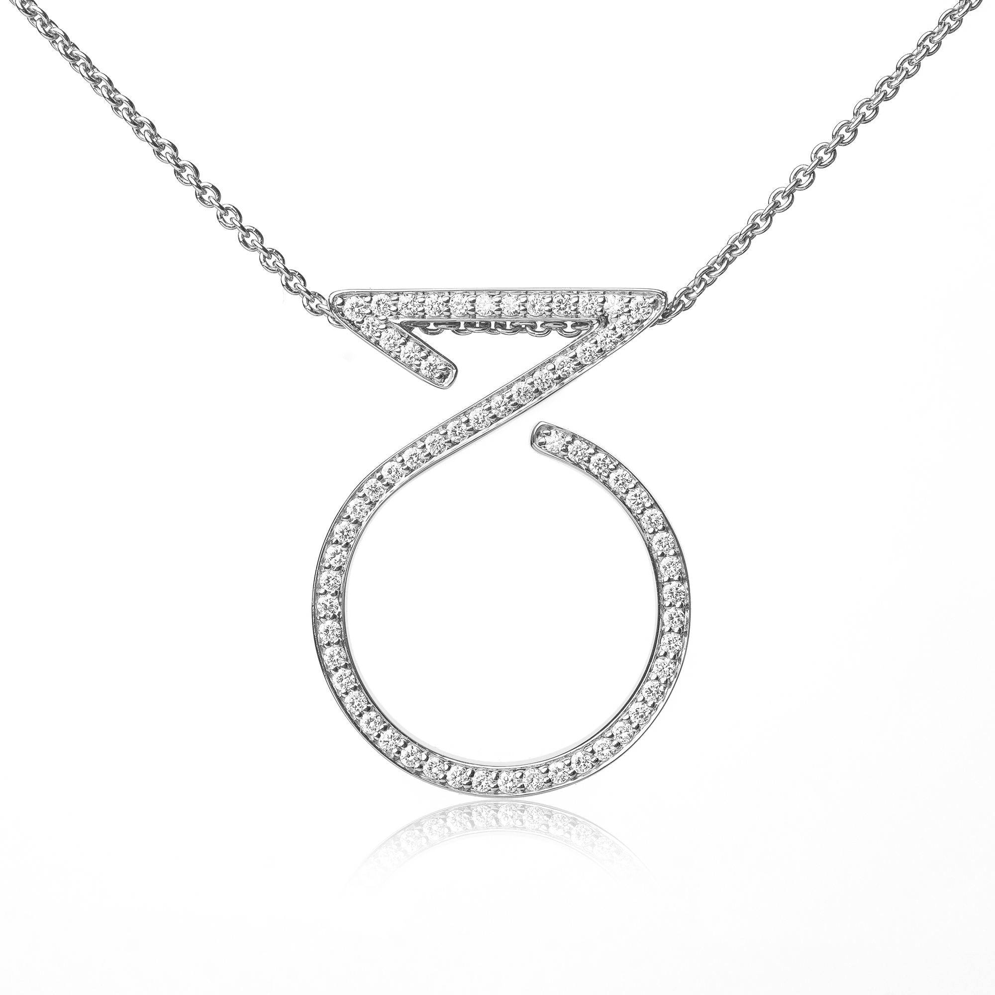 Pendant Ring Necklace in 18K Gold With Diamonds