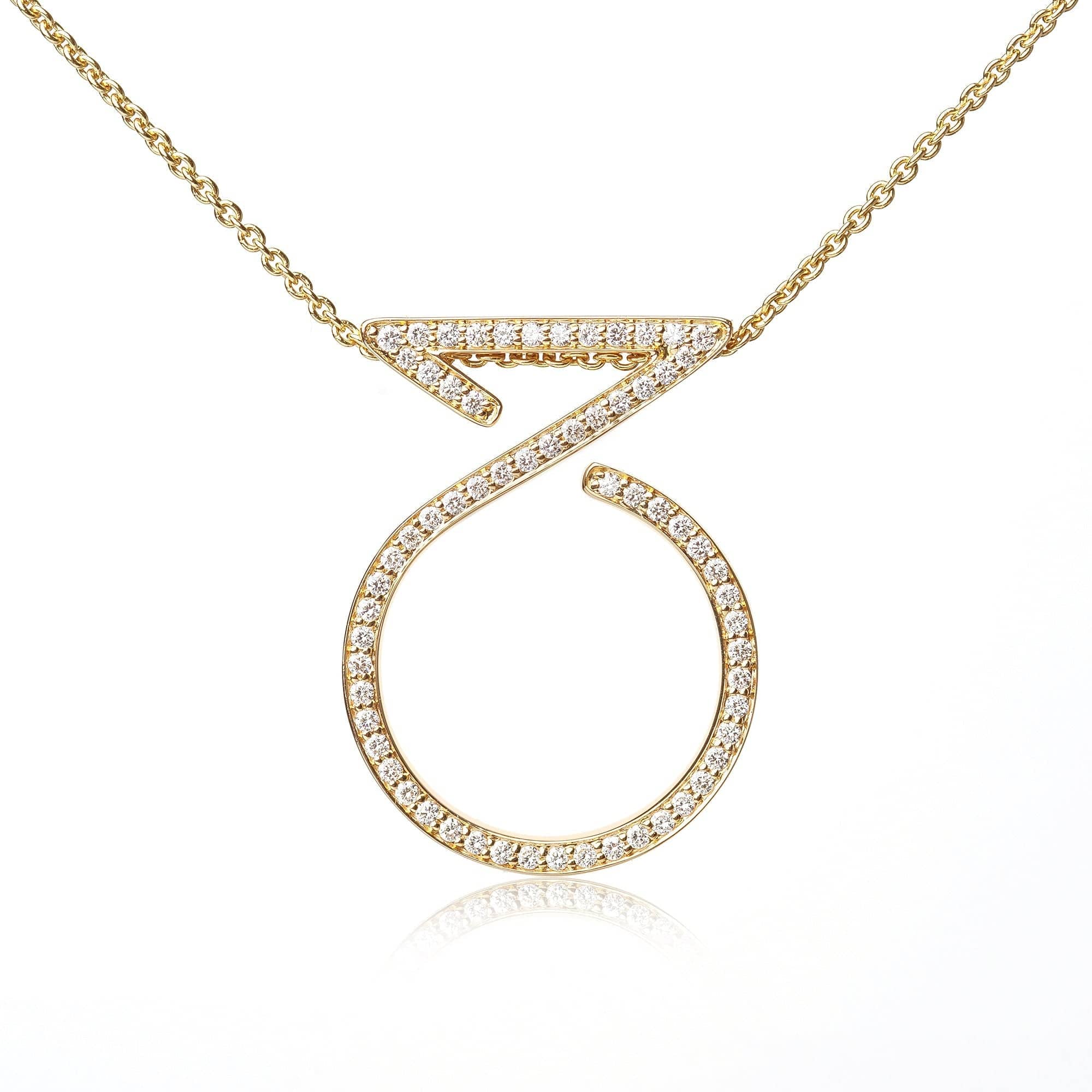 Pendant Ring Necklace in 18K Gold With Diamonds - K.S. Sze & Sons