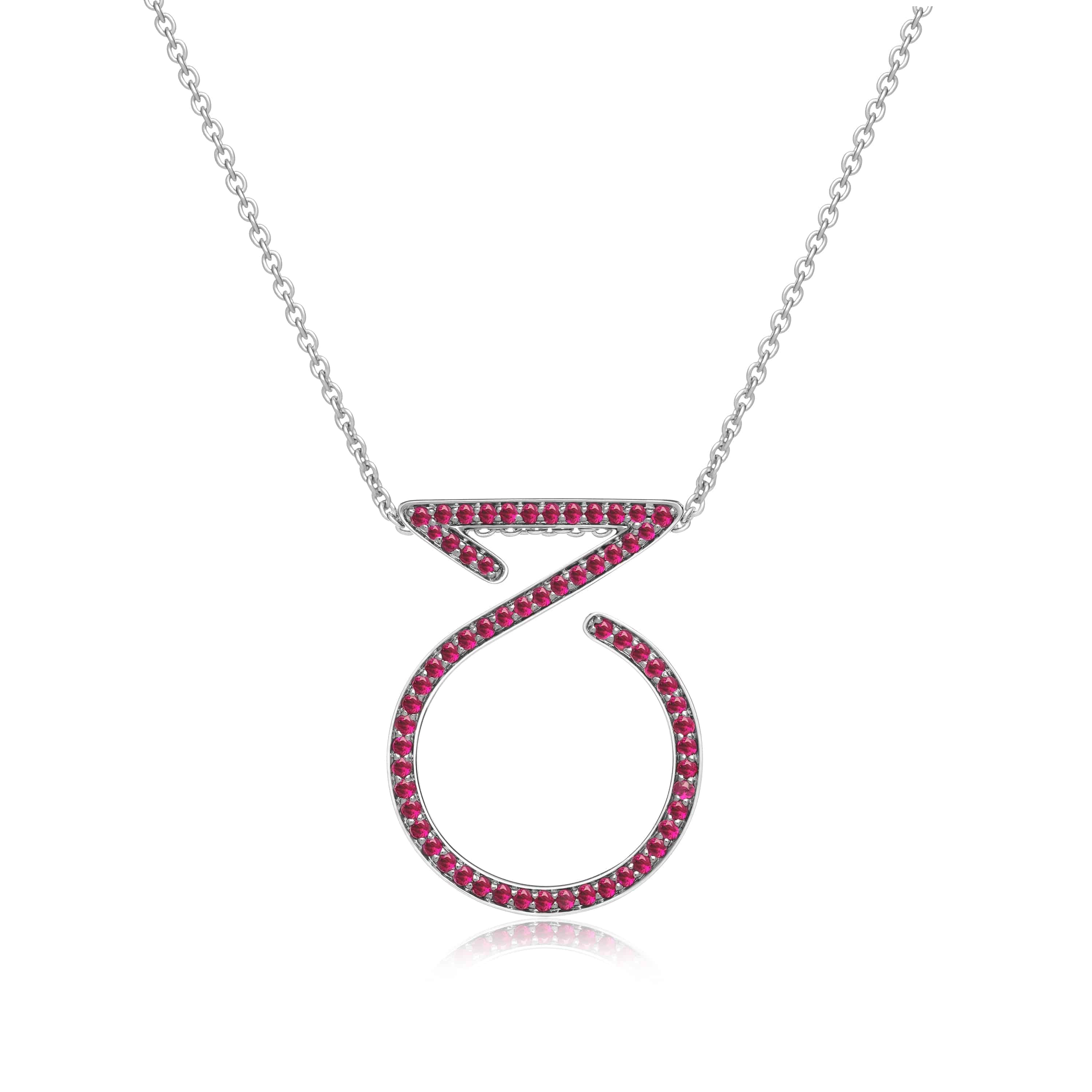 Pendant Ring Necklace In White Gold With Ruby - K.S. Sze & Sons