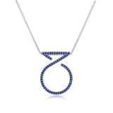 Pendant Ring Necklace In White Gold With Sapphire