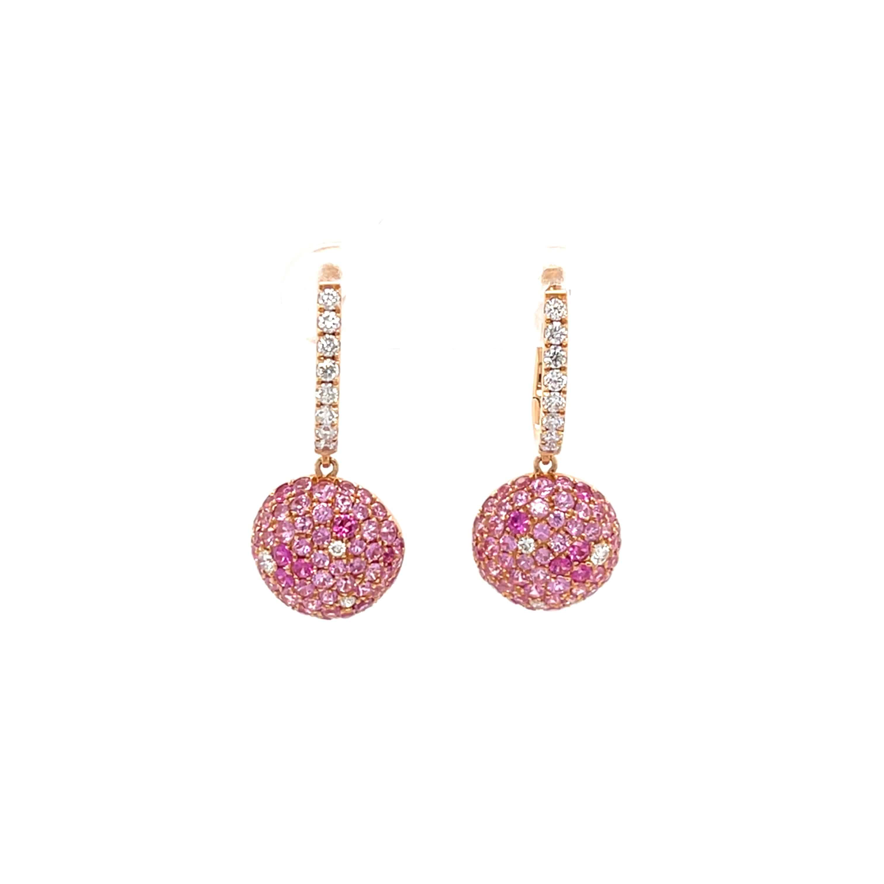 Pink Sapphire & Diamond Earrings