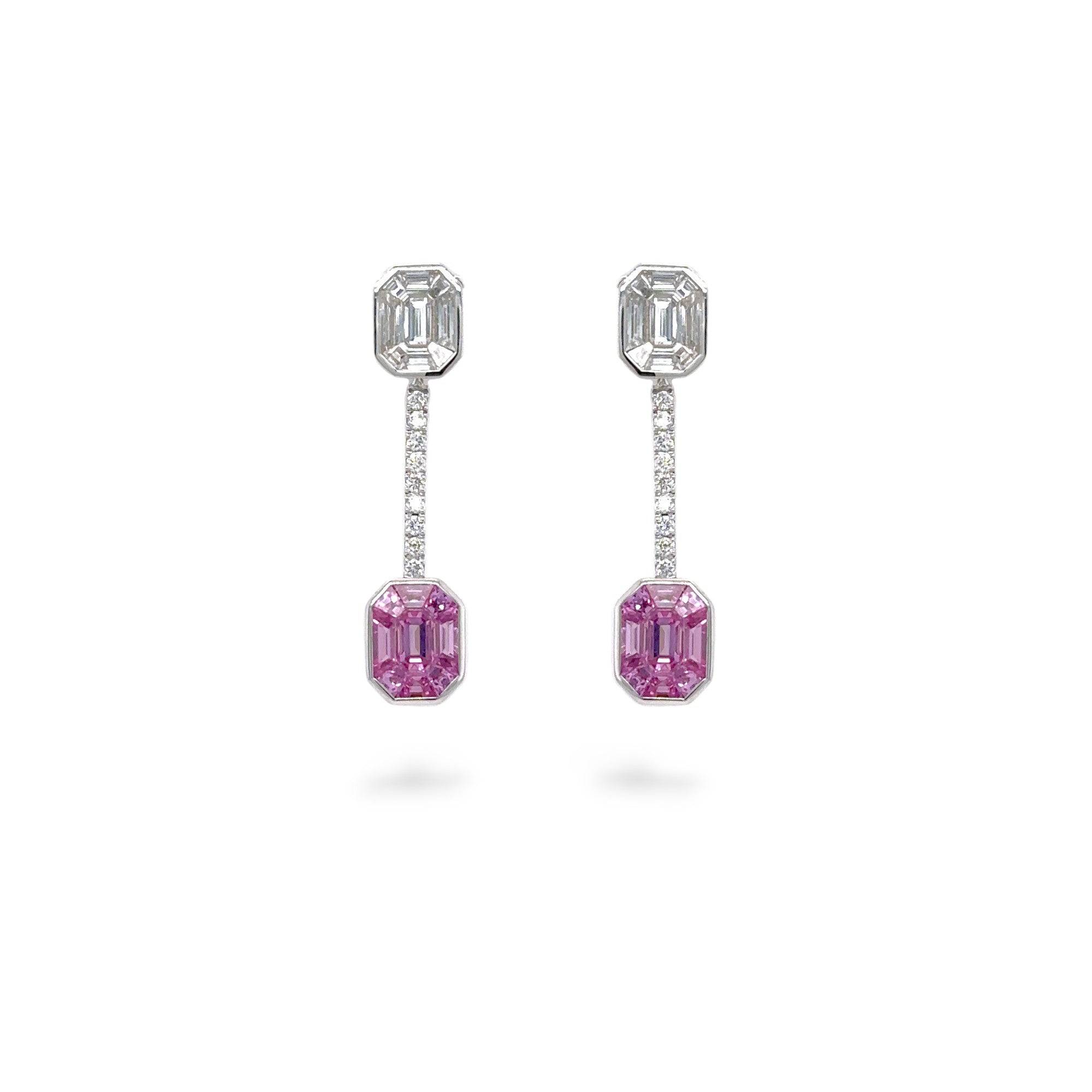 Pink Sapphire & Diamond Earrings - K.S. Sze & Sons