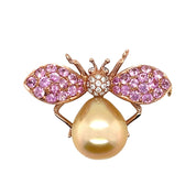 Pink Sapphire & South Sea Pearl Brooch