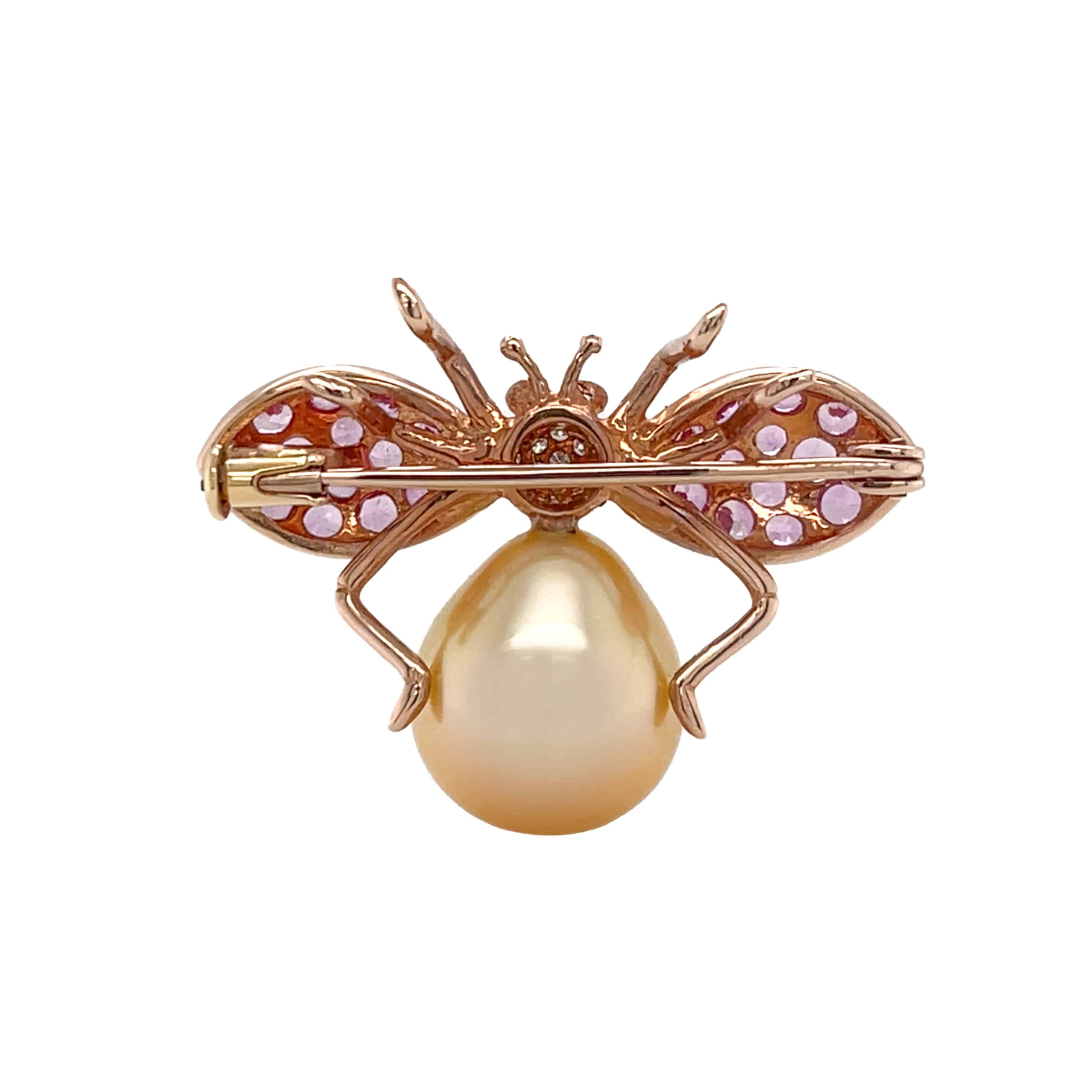 Pink Sapphire & South Sea Pearl Brooch