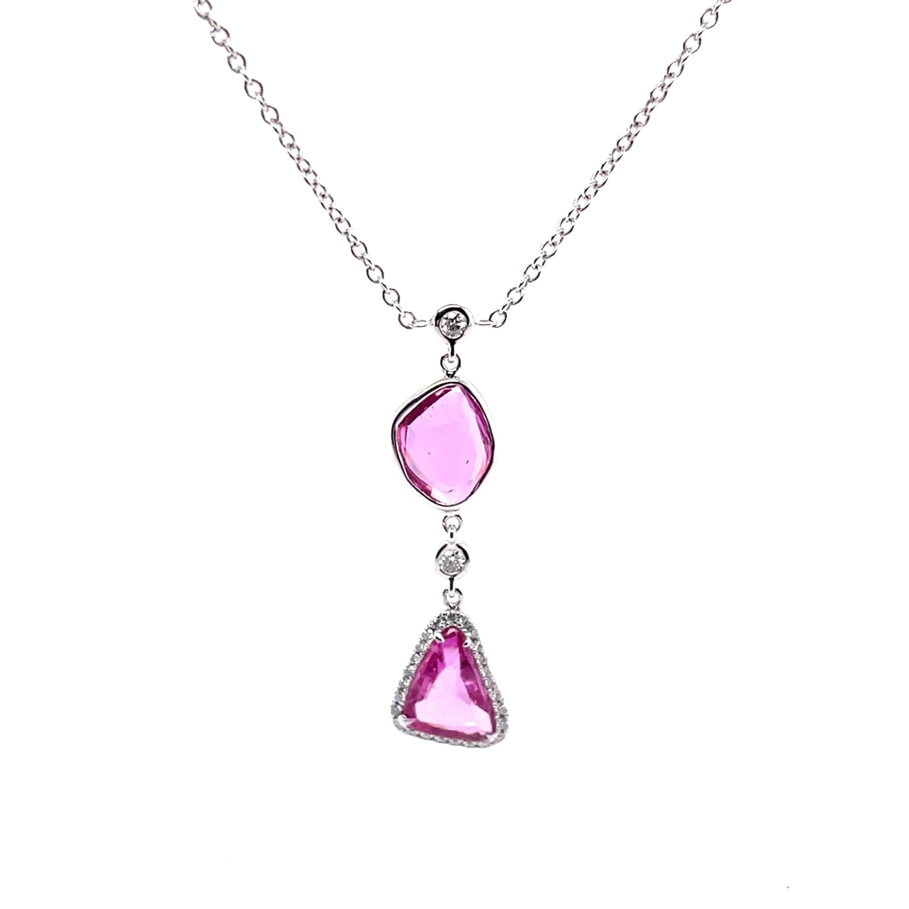 Pink Sapphire & White Diamond Necklace - K.S. Sze & Sons