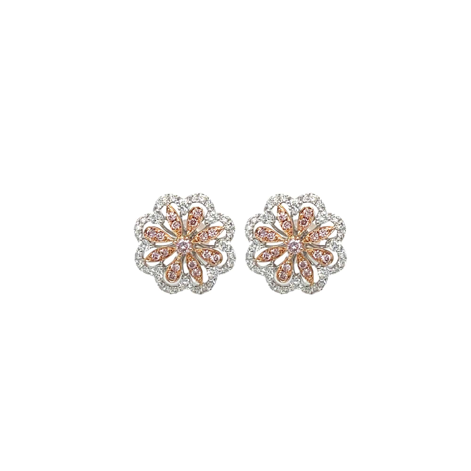 Pink & White Diamond Earrings