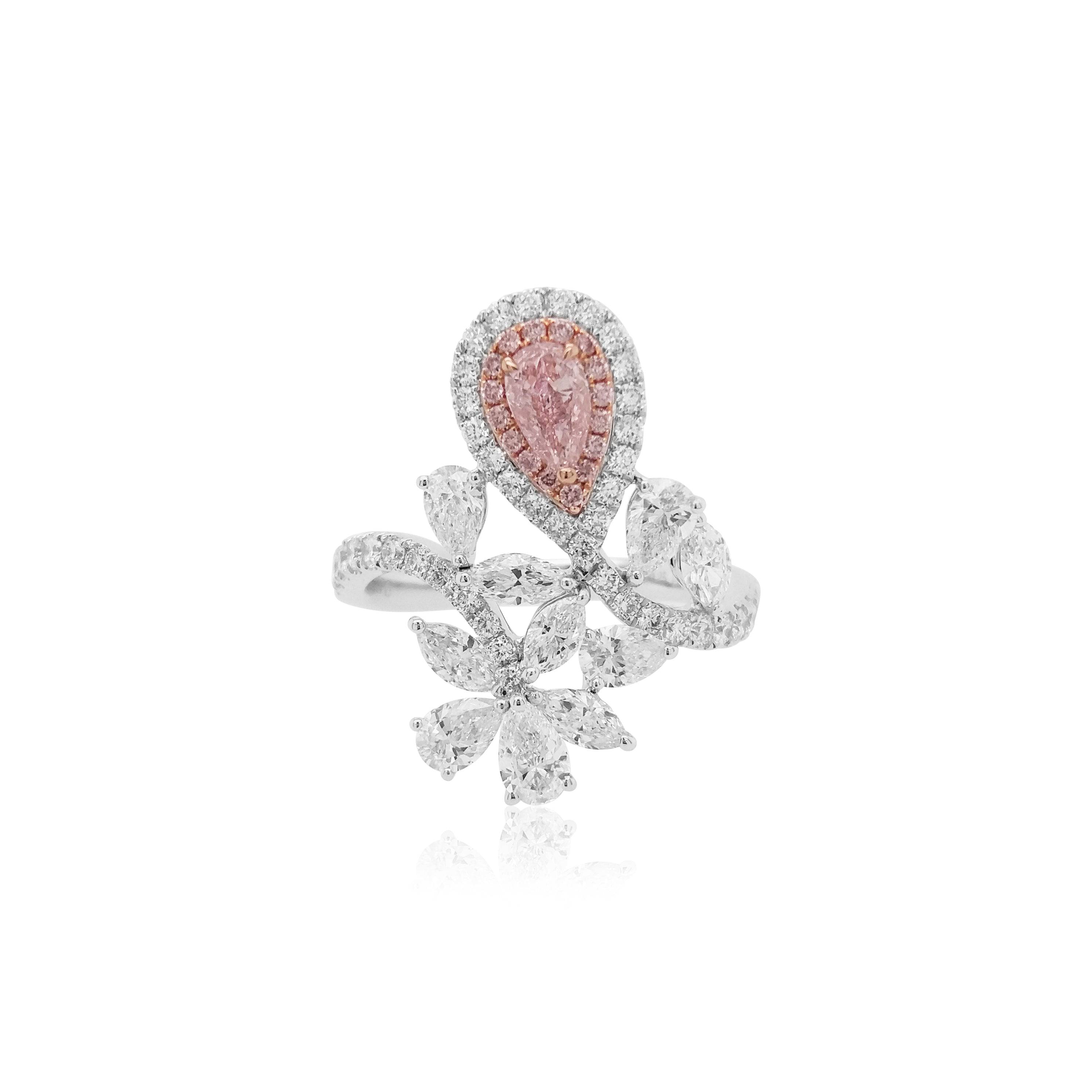 Pink & White Diamond Floral Ring - K.S. Sze & Sons