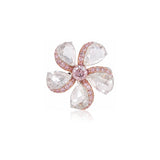 Pink & White Diamond Flower Ring (GIA Certificate)