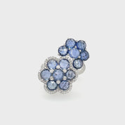 Sapphire & Diamond Floral Ring