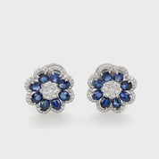 Sapphire & Diamond Floral Earrings