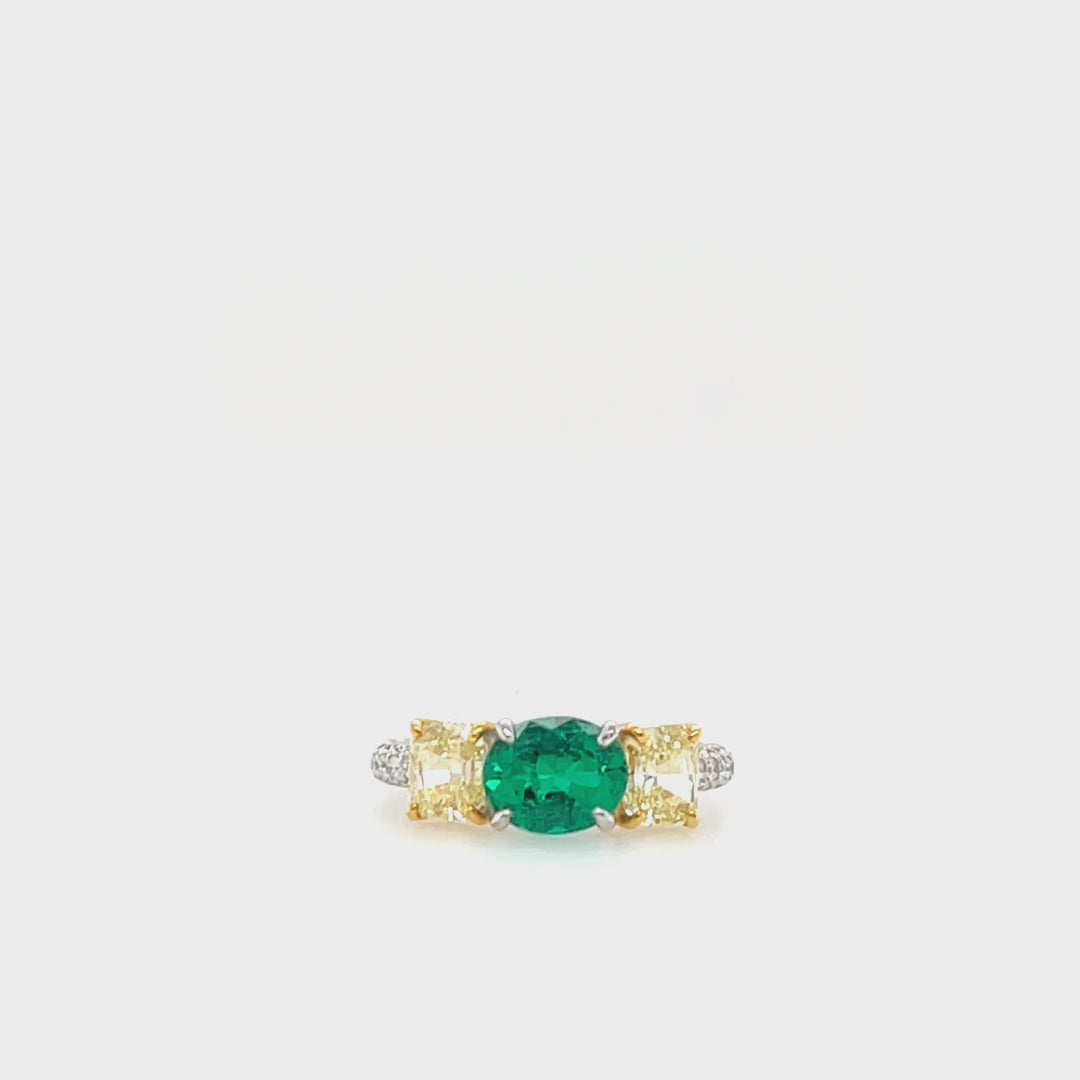 Oval Shaped Emerald & Diamond Ring (Gubelin Certificate)