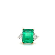 Octagonal Shaped Emerald & Diamond Ring (GRS Certificate)