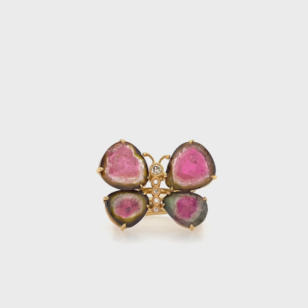 Tourmaline & Diamond Butterfly Ring