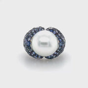 South Sea Pearl, Diamond & Sapphire Ring