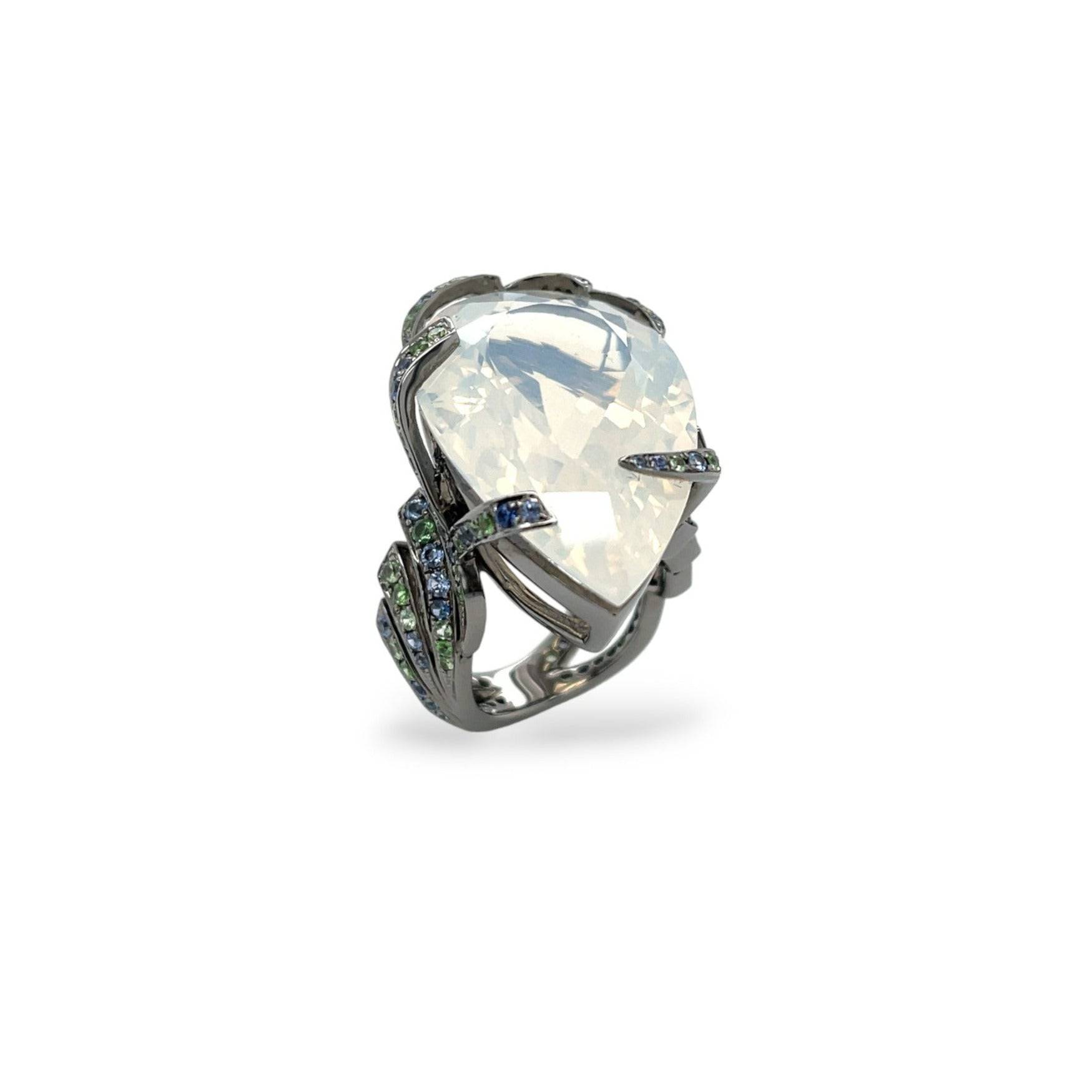 Quartz, Sapphire & Garnet Ring - K.S. Sze & Sons