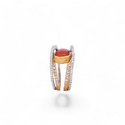 Red Jade Dual Gold-Wrapped Ring - K.S. Sze & Sons