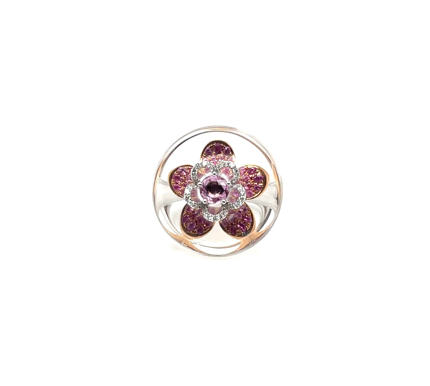 18K Sapphire, Crystal & Diamond Flora Ring - K.S. Sze & Sons