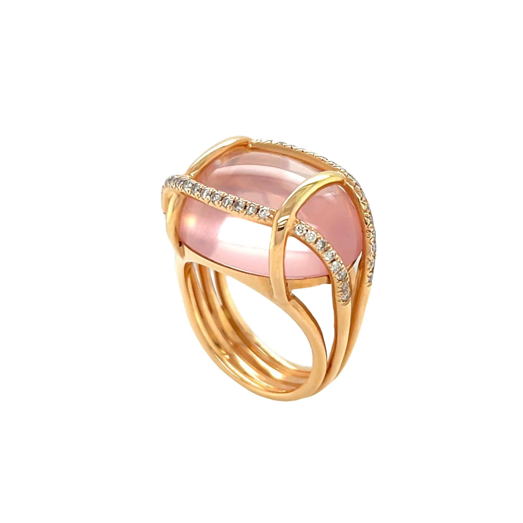 Rose Quartz & Diamond Ring - K.S. Sze & Sons