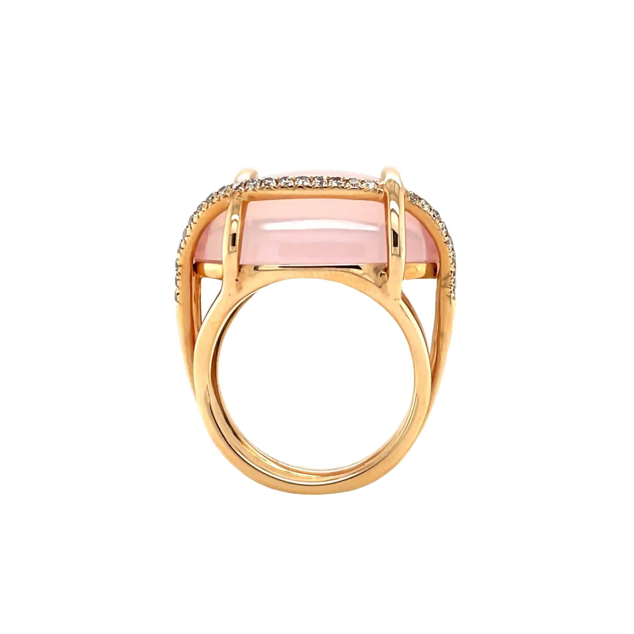 Rose Quartz & Diamond Ring - K.S. Sze & Sons