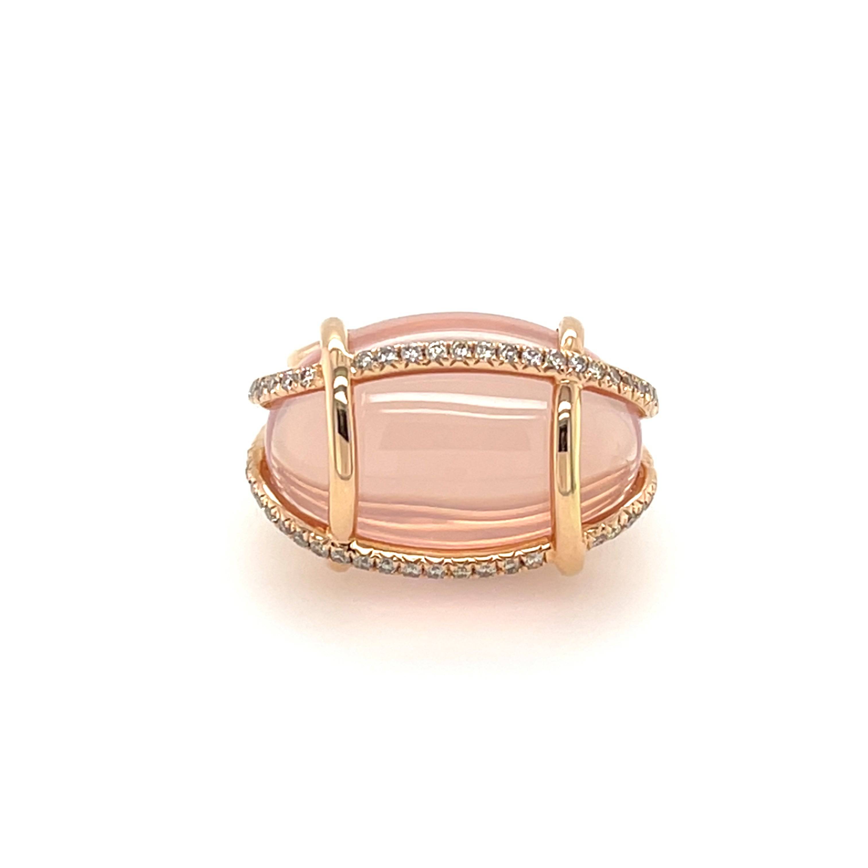 Rose Quartz & Diamond Ring - K.S. Sze & Sons