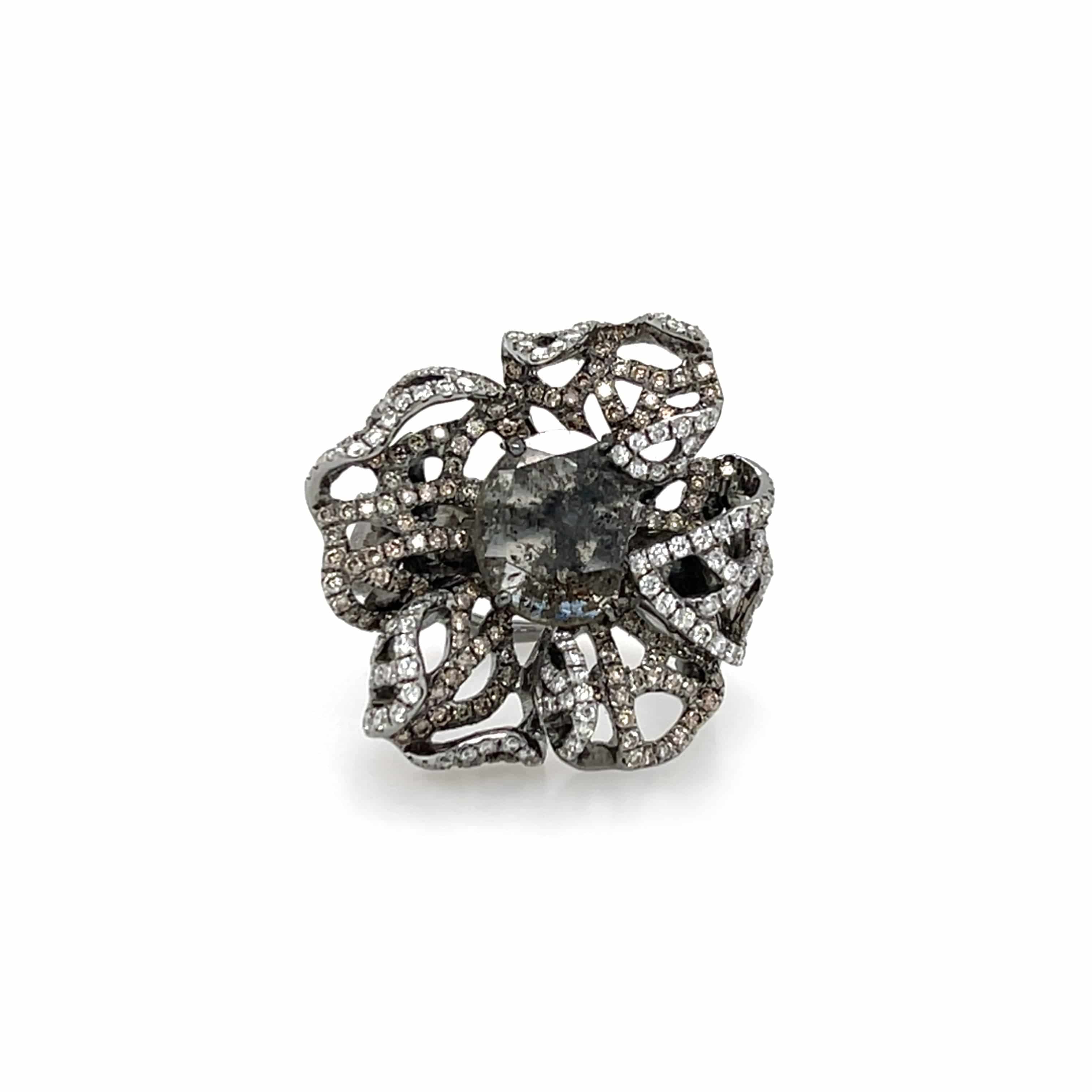 Rough Diamond Floral Ring - K.S. Sze & Sons