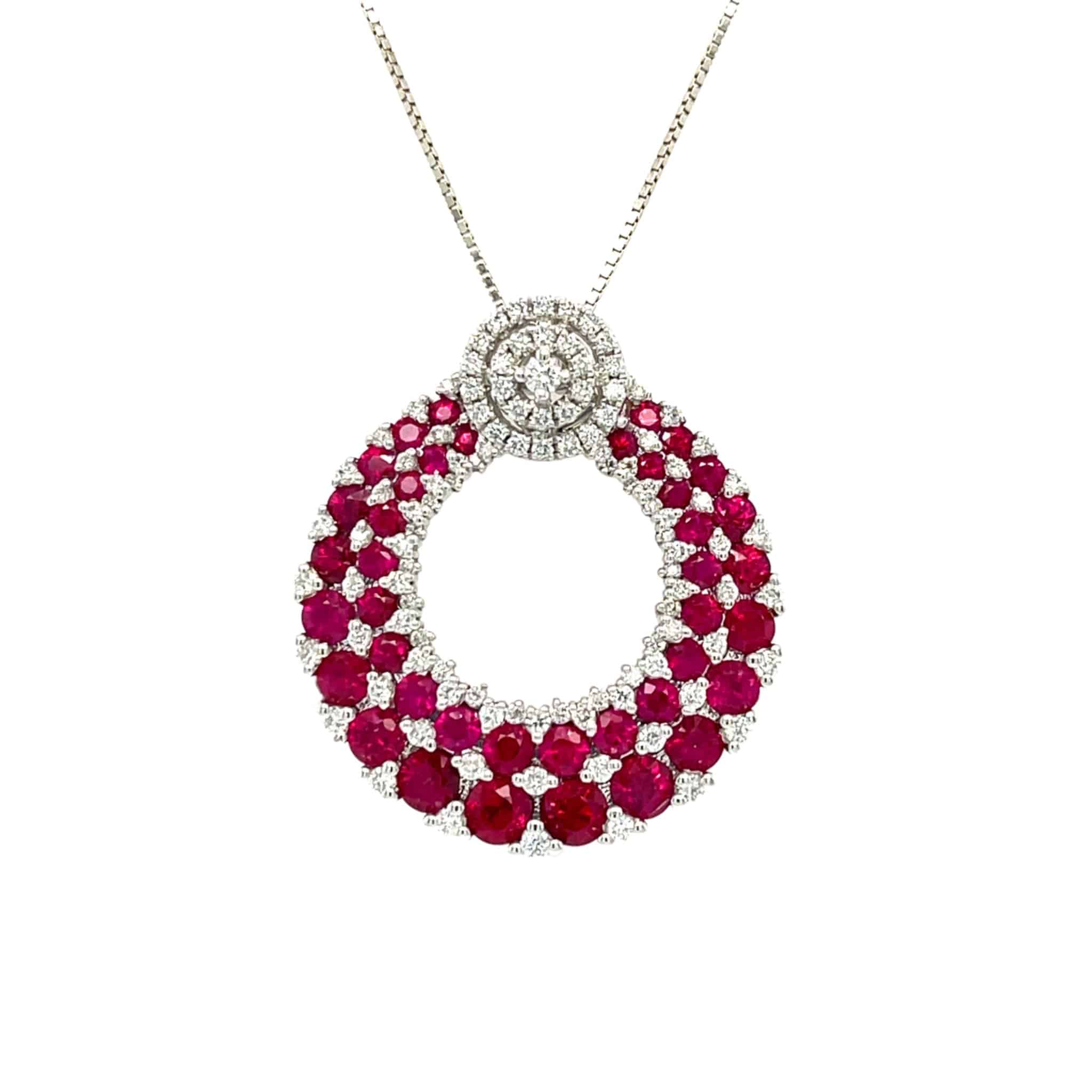 Round Ruby & Diamond Pendant - K.S. Sze & Sons