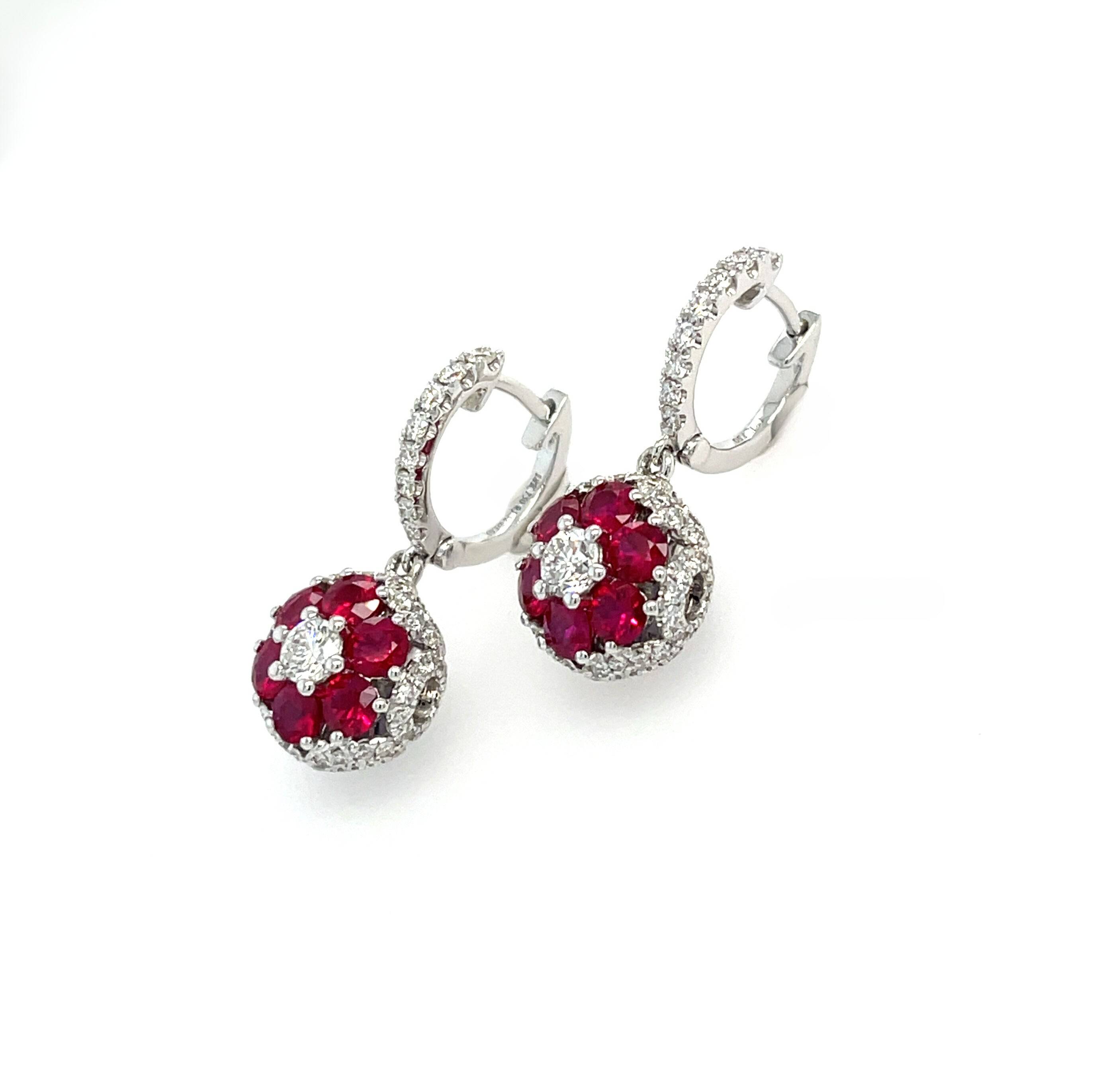 Ruby & Diamond Drop Earrings