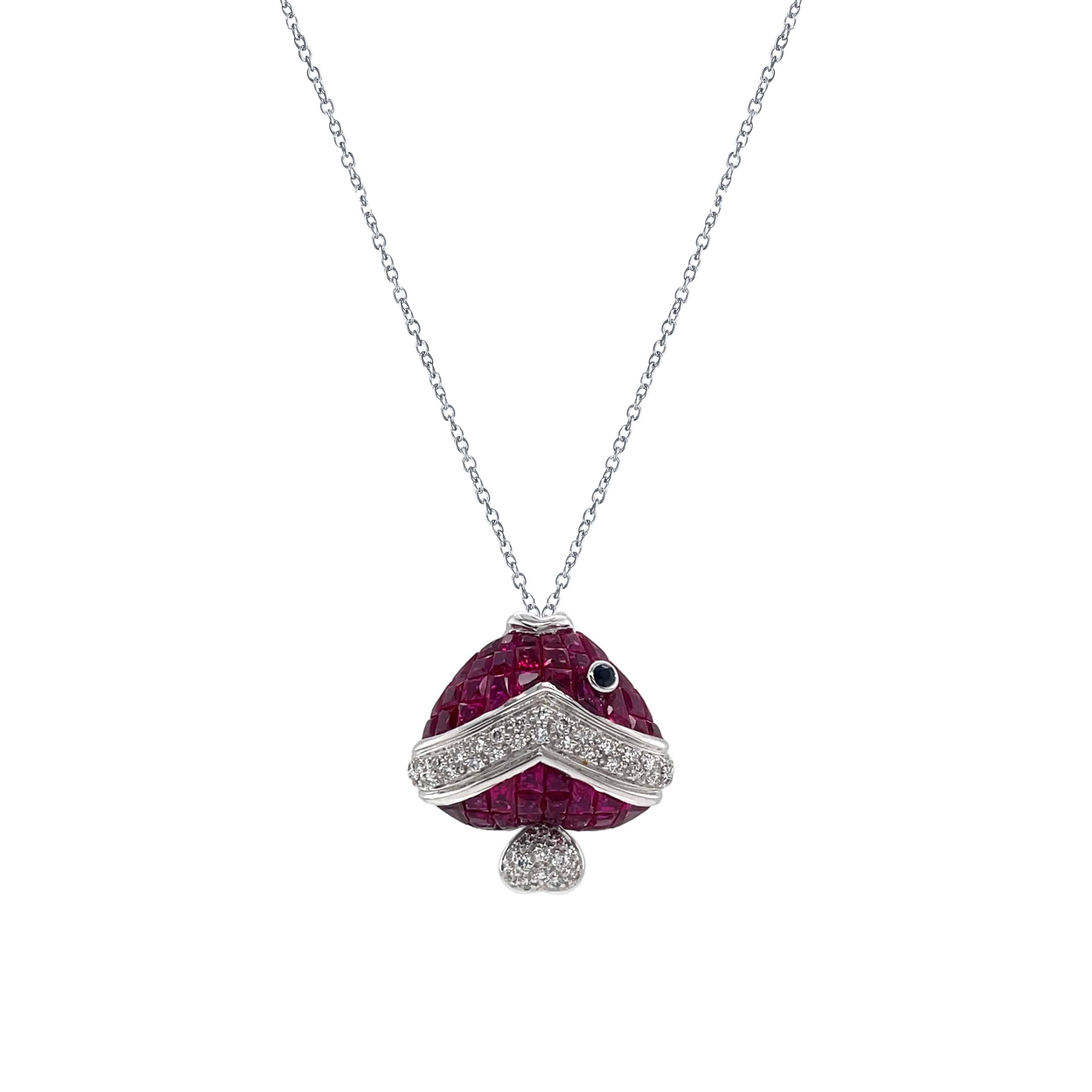 Ruby, Diamond & Sapphire Pendant - K.S. Sze & Sons