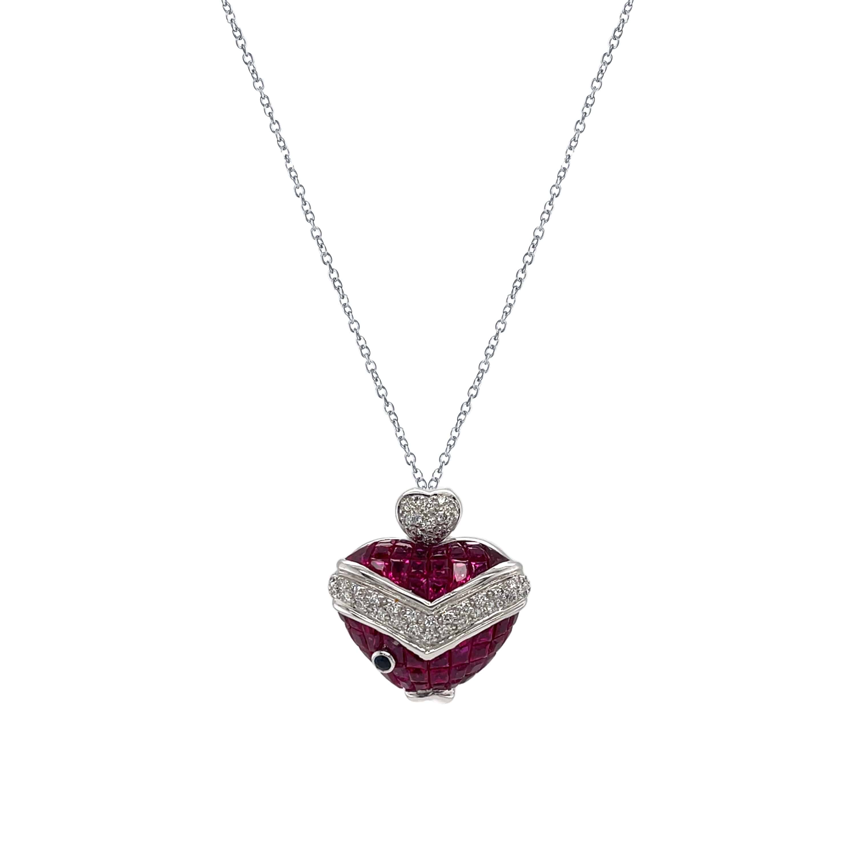 Ruby, Diamond & Sapphire Pendant - K.S. Sze & Sons