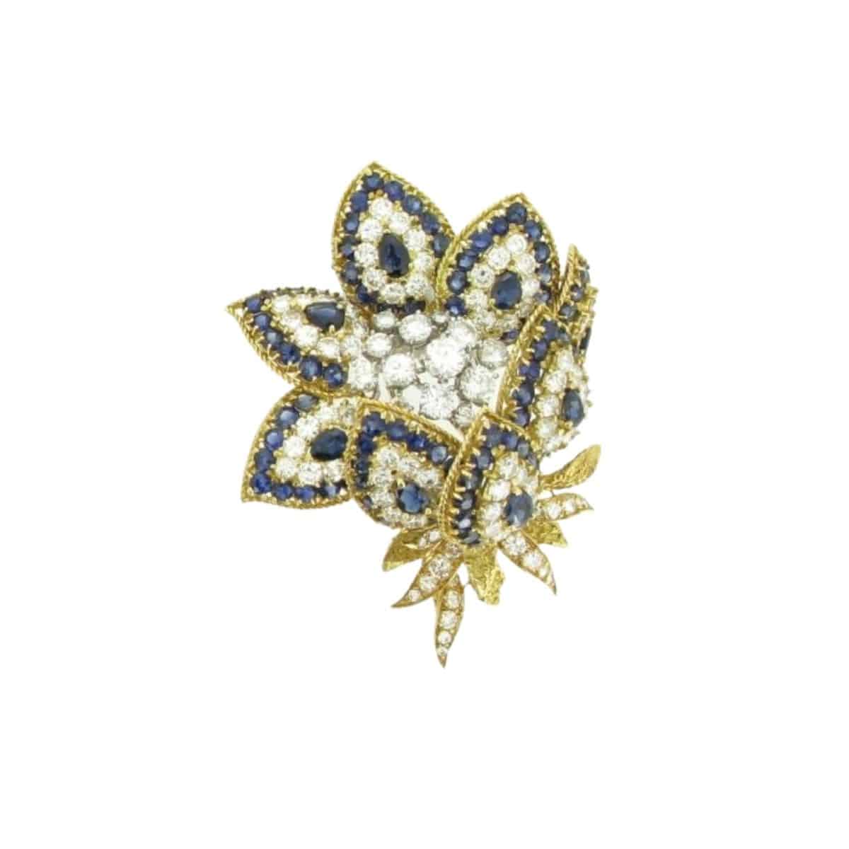 Sapphire & Diamond Brooch - K.S. Sze & Sons