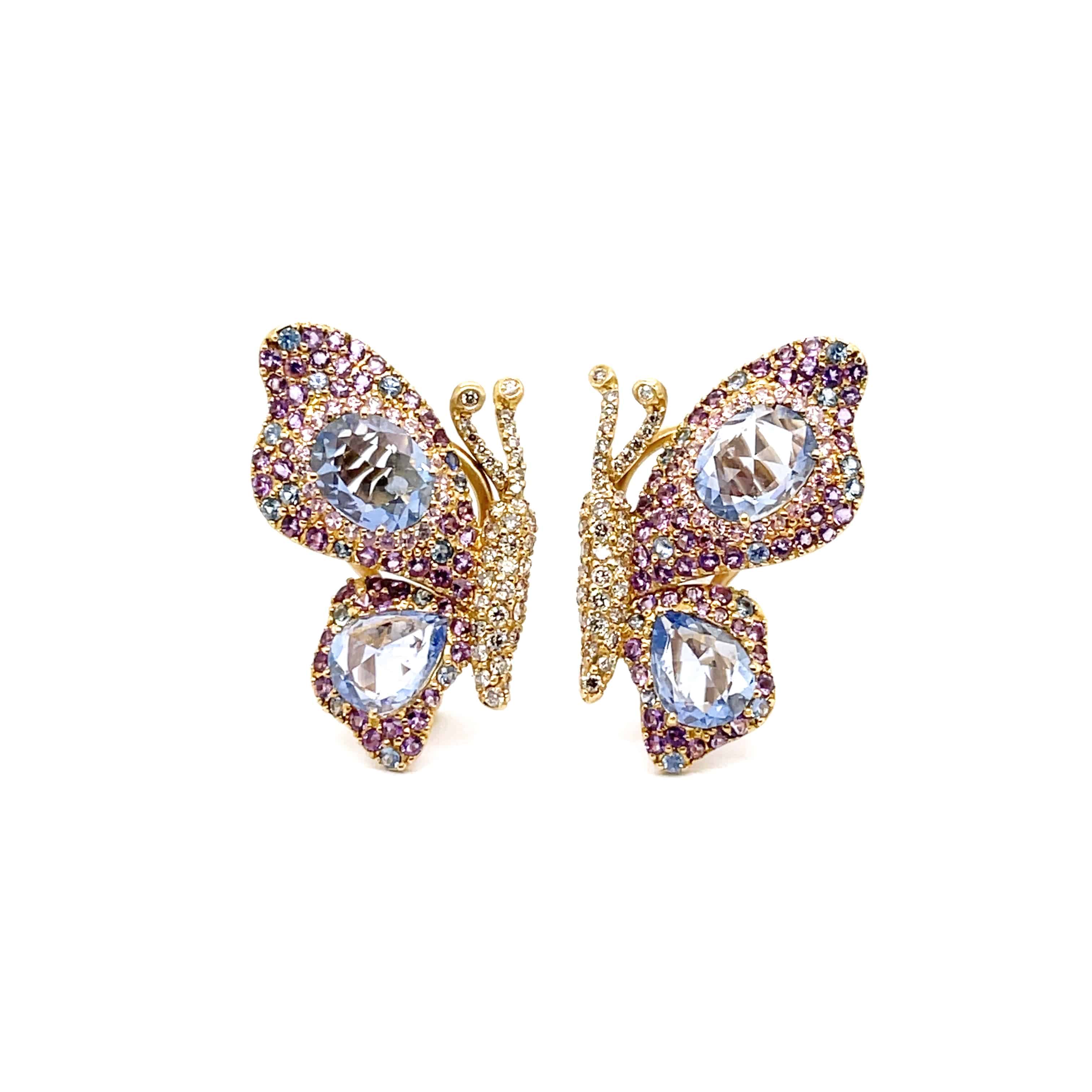 Sapphire & Diamond Butterfly Earrings - K.S. Sze & Sons