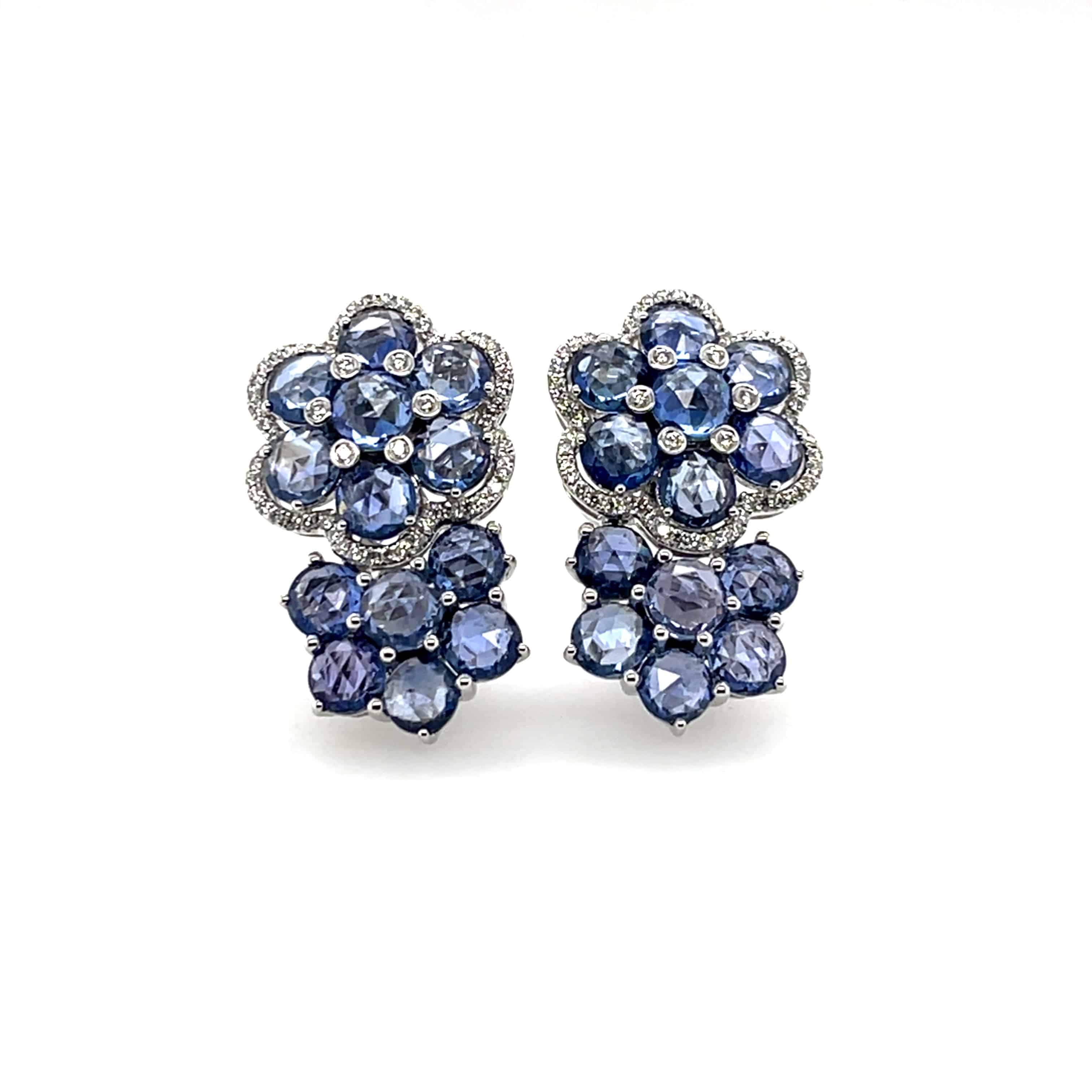 Sapphire & Diamond Floral Earrings