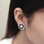 Sapphire & Diamond Floral Earrings - K.S. Sze & Sons