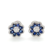 Sapphire & Diamond Floral Earrings - K.S. Sze & Sons