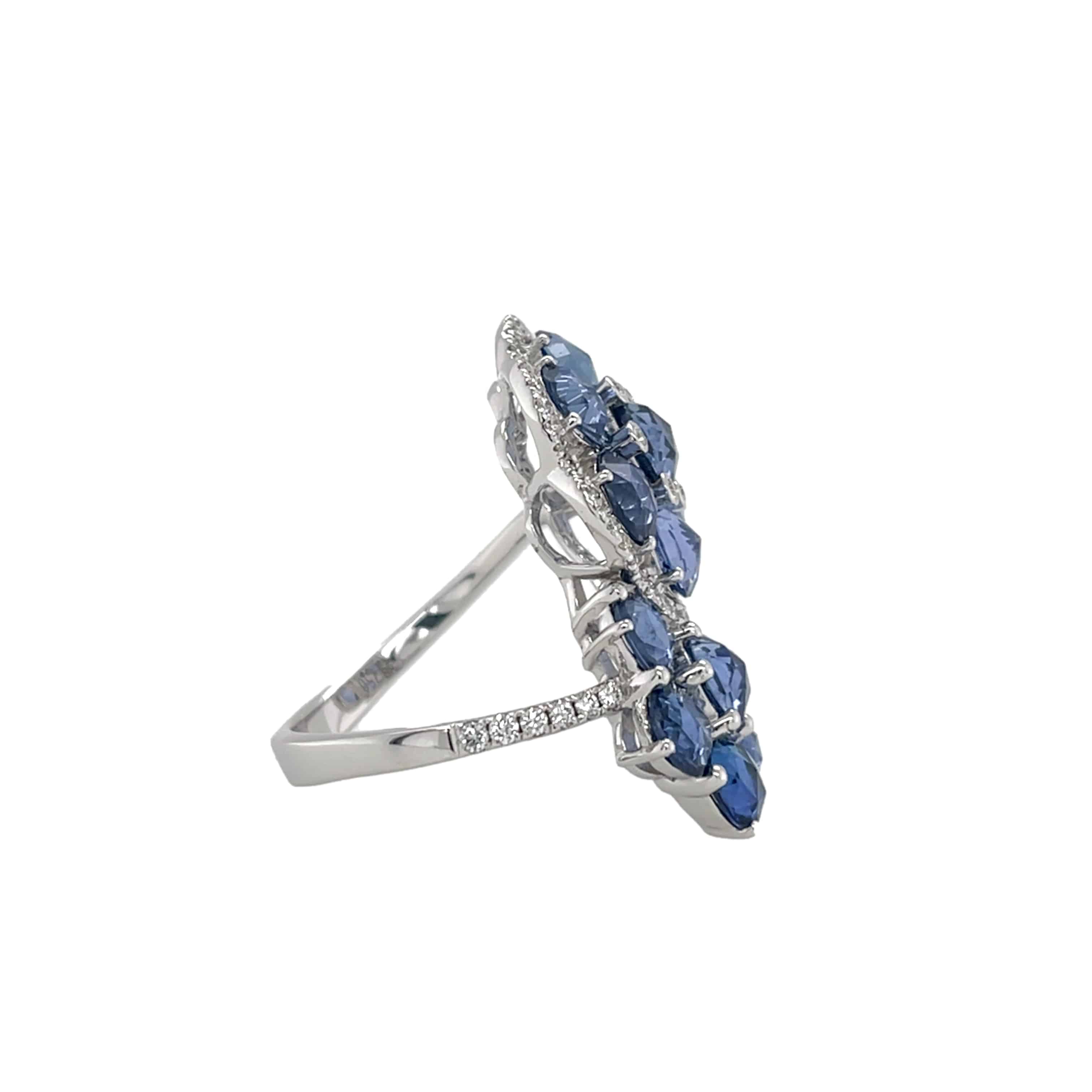 Sapphire & Diamond Floral Ring - K.S. Sze & Sons