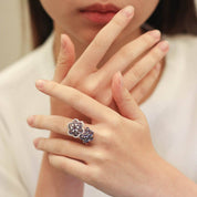 Sapphire & Diamond Floral Ring - K.S. Sze & Sons