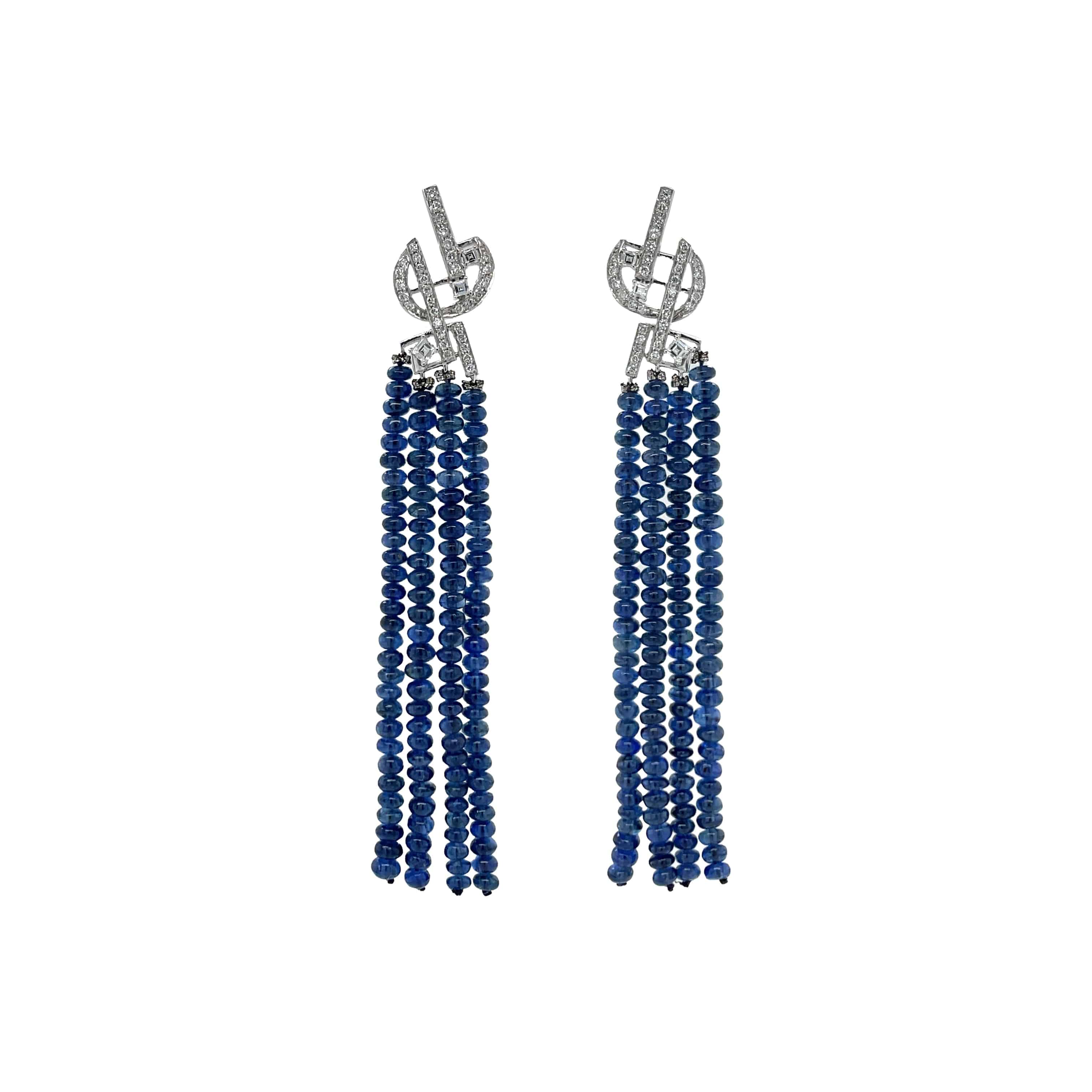 Sapphire & White Diamond Earrings