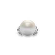 South Sea Pearl, Aquamarine & White Diamond Ring