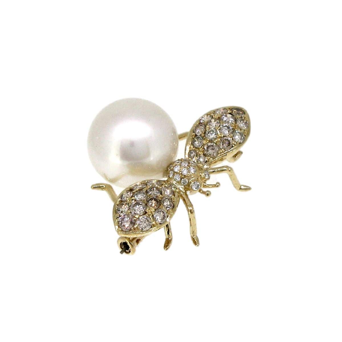 South Sea Pearl & Diamond Bee Brooch - K.S. Sze & Sons