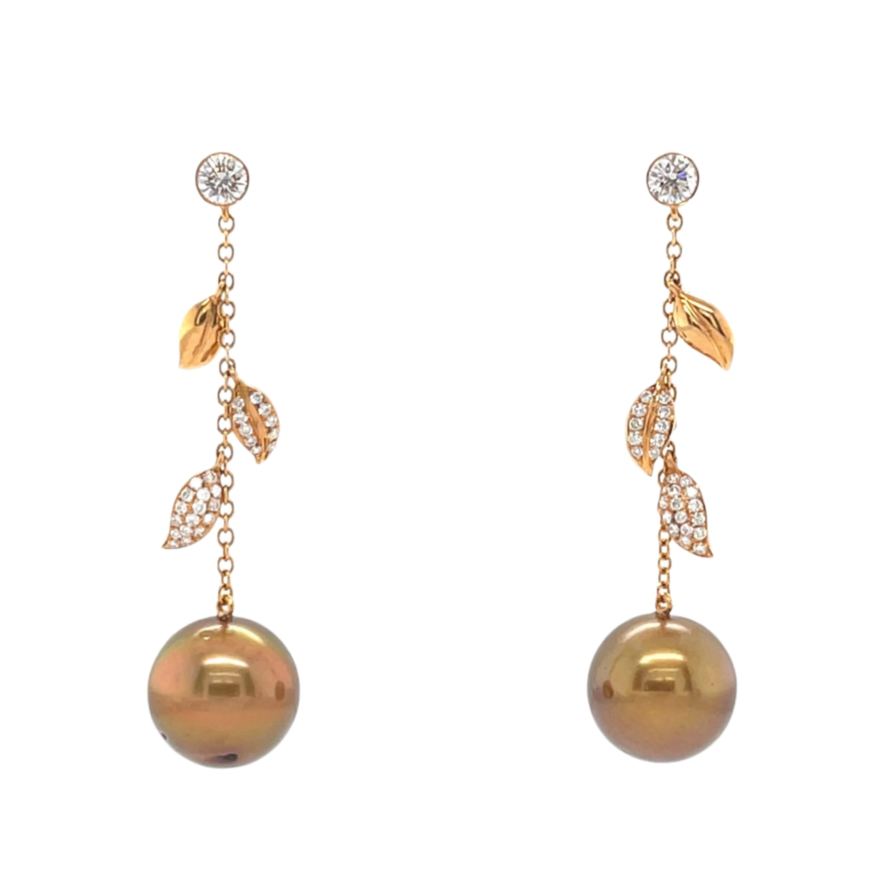 South Sea Pearl & Diamond Earrings - K.S. Sze & Sons