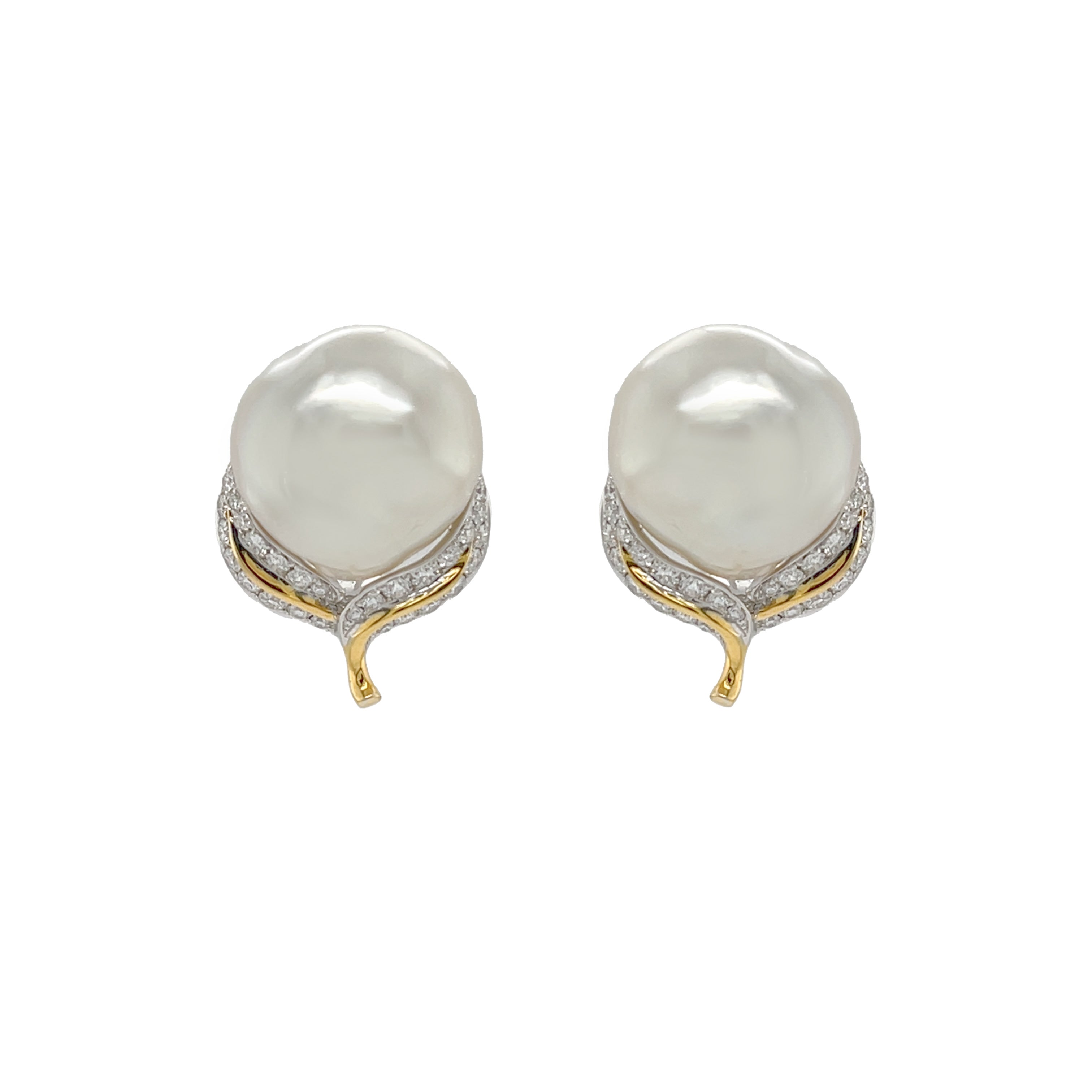 South Sea Pearl & Diamond Earrings - K.S. Sze & Sons