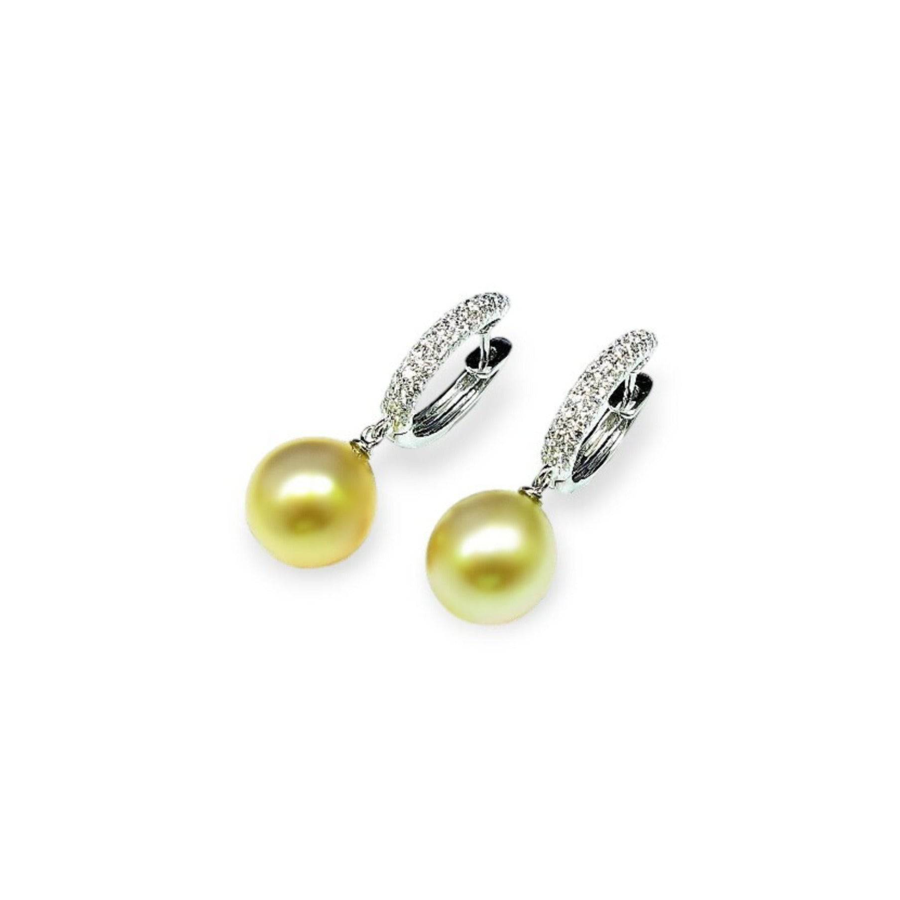 South Sea Pearl & Diamond Earrings - K.S. Sze & Sons