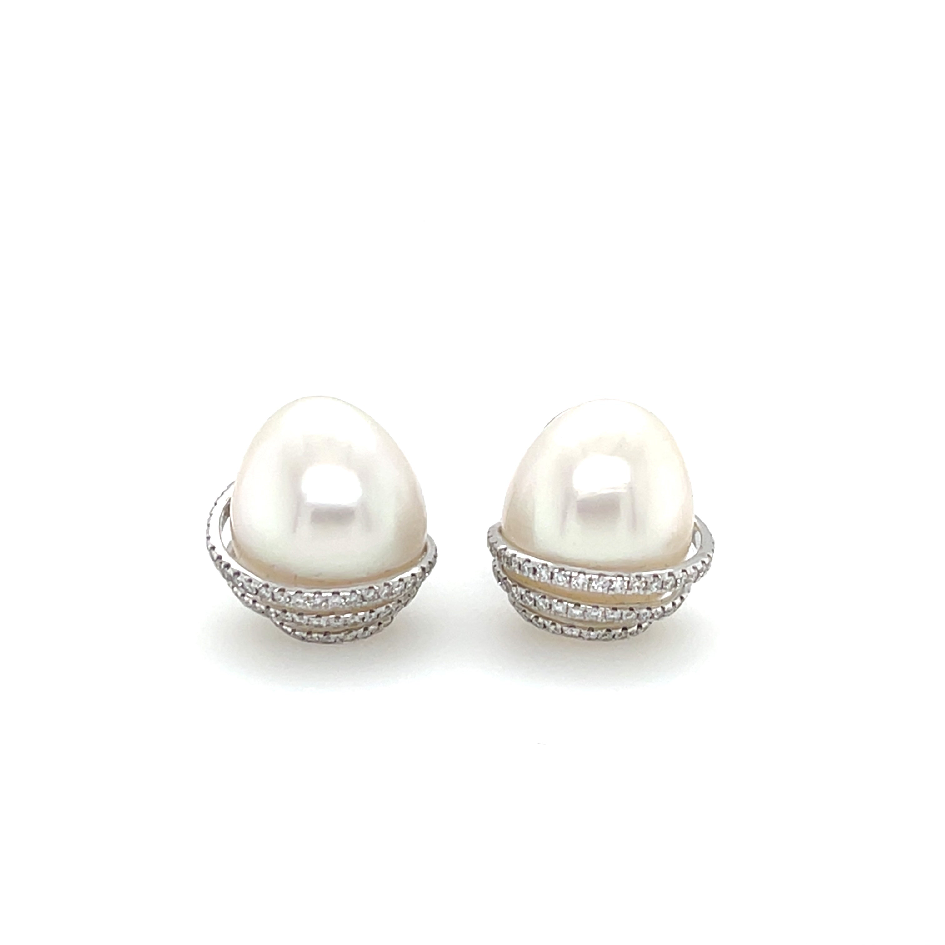 South Sea Pearl & Diamond Earrings